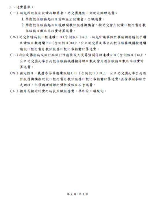 收費及退費基準圖片